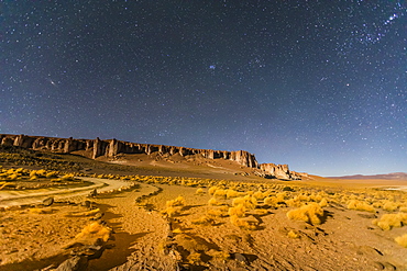 Starry night at Salar de Tara y Aguas Calientes I, Los Flamencos National Reserve, Antofagasta Region, Chile, South America