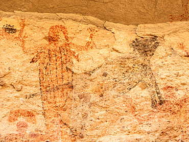 Rock art pictographs of the Cochimi people, Palmarito Cave, Sierra San Francisco, UNESCO World Heritage Site, Baja California Sur, Mexico, North America