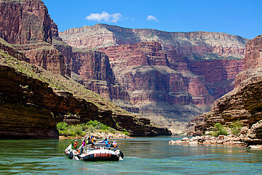 Floating in a raft on the Colorado River, Grand Canyon National Park, UNESCO World Heritage Site, Arizona, United States of America, North America