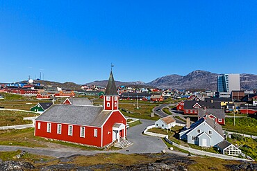 The Lutheran Cathedral in Nuuk (Godthab), the Capital and the largest city in Greenland, Polar Regions