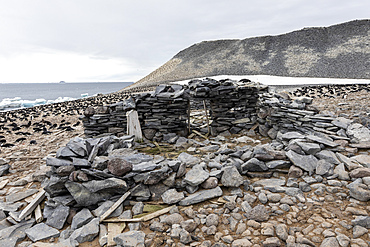 The remains of the 1903 Swedish Antarctic Expedition hut led by Otto Nordenskjold, Paulet Island, Antarctica, Polar Regions