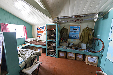 Interior view of Port Lockroy, established as Station A in WWII Operation Tabarin, Goudier Island, Antarctica, Polar Regions