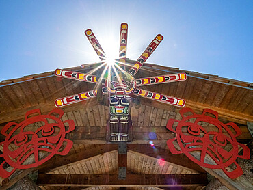 Welcome sign in Alert Bay, Cormorant Island, British Columbia, Canada, North America