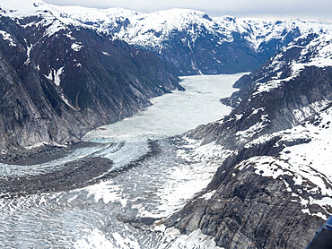 Aerial view of the Leconte Glacier, flowing from the Stikine Ice Field near Petersburg, Southeast Alaska, United States of America, North America