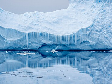 Large iceberg grounded on a reef at Peter I Island, Bellingshausen Sea, Antarctica, Polar Regions