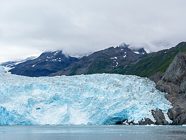 A view of the Aialik Glacier, coming off the Harding Ice Field, Kenai Fjords National Park, Alaska, United States of America, North America