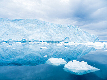 Huge icebergs from the Ilulissat Icefjord stranded on a former terminal moraine just outside Ilulissat, Greenland, Denmark, Polar Regions