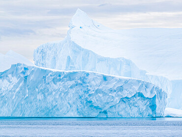 Huge icebergs from the Ilulissat Icefjord stranded on a former terminal moraine just outside Ilulissat, Greenland, Denmark, Polar Regions