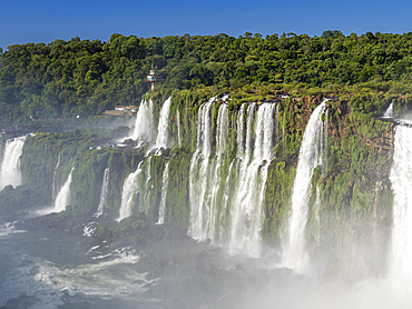 A view of the Brazilian side of the devil’s throat, Garganta del Diablo, at Iguazú Falls, Misiones Province, Argentina.