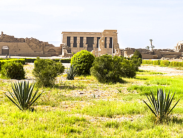 Exterior view of the northern entrance of the Temple of Hathor, Dendera Temple complex, Dendera, Egypt, North Africa, Africa