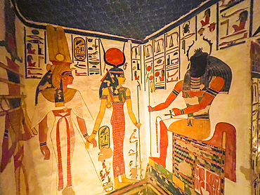 Reliefs and paintings in the tomb of Nefertari, the Great Wife of Pharaoh Ramesses II, Valley of the Queens, UNESCO World Heritage Site, Thebes, Egypt, North Africa, Africa