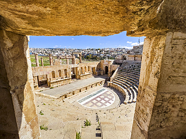 The great North Theater in the ancient city of Jerash, believed to be founded in 331 BC by Alexander the Great, Jerash, Jordan, Middle East