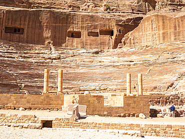 The Theatre, Petra Archaeological Park, UNESCO World Heritage Site, one of the New Seven Wonders of the World, Petra, Jordan, Middle East