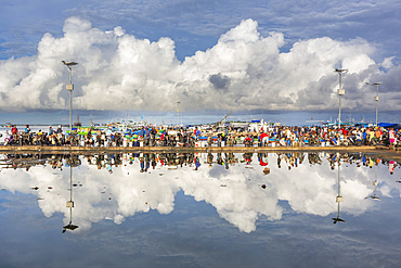 Vendors selling fresh fish at the fish market in Sorong, the largest city of the Indonesian province of Southwest Papua, Indonesia, Southeast Asia, Asia