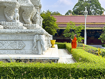 Exterior view of a stupa inside the Royal Palace grounds in Phnom Penh, Cambodia, Indochina, Southeast Asia, Asia