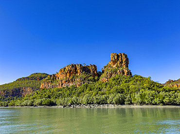 Mangroves in front of King Leopold Sandstone formations Porosus Creek, Hunter River, Kimberley, Western Australia, Australia, Pacific