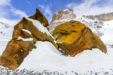 Close up view of hyaloclastite at Brown Bluff, a tuya, sub glacial volcano, on the east side of the Antarctic Peninsula, Antarctica, Polar Regions