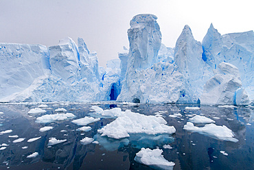 View of tidewater glacier cave found deep inside Neko Harbor on the western side of the Antarctic Peninsula, Polar Regions