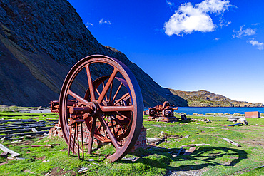 Remnants of the abandoned Norwegian whaling station at Ocean Harbour, South Georgia Island, Polar Regions