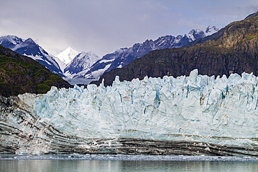 A view of Margerie Glacier against the Fairweather Range in Glacier Bay National Park and Preserve, UNESCO World Heritage Site, Alaska, United States of America, North America