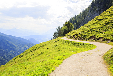 View from the Kaiserschuetzensteig towards the Inn Valley, mountain street, Kaiser Valley, Kufstein, Tirol, Austria