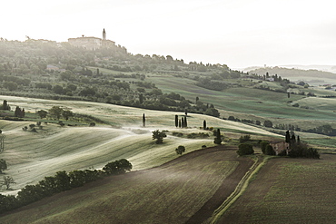 landscape near Pienza, Val d`Orcia, province of Siena, Tuscany, Italy, UNESCO World Heritage