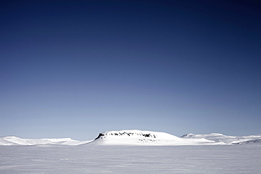 Frozen and snow-covered lake, Kaesivarsi, Lapland, Finland