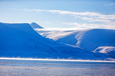 Snowy landscape in Spitzbergen, Spitzbergen, Svalbard, Norway