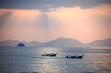 Evening view over Ao Nang Beach, Krabi, Andaman Sea, Thailand, Asia