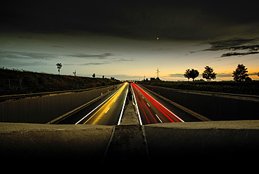 A99 Motorway in the evening, Munich, Aubing, Bavaria, Germany