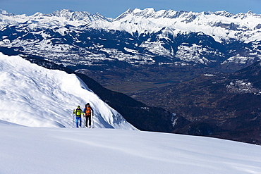 Crosscountry skiing to Le Brevent, Argentiere, France