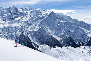 Crosscountry skiing to Le Brevent, Argentiere, France