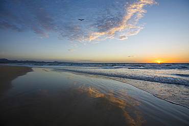 Reflection of the clouds, Playa de Sotavento, between Jandia und Costa Calma, Fuerteventura, Canary Islands, Spain