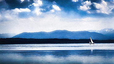 Mountain view at Lake Starnberg, Germany, Bavaria