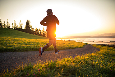 Runners on an empty path in the morning hours, running, sports, general