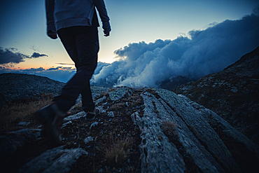 Evening hike in the high mountains, Switzerland, mountains, mountaineering,