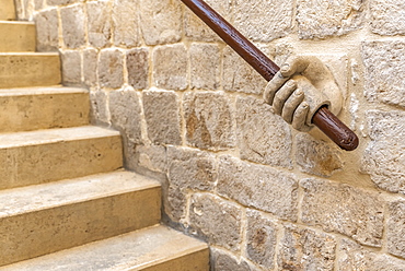 Decorative handrail of human hand holding rail, inside the Rector's Palace, Dubrovnik, Dubrovnik-Neretva County, Croatia