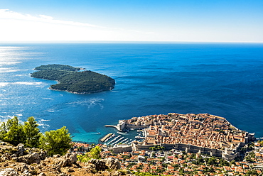 View of the Old City of Dubrovnik and Lokrum Island, Dubrovnik-Neretva County, Croatia