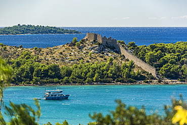 Ruins of the Wall of Ostrica, also know as Bedem Grebastika, is a medieval defensive and protective wall, Grebastika, Croatia