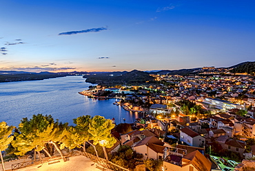 View of the city of Sibenik at night from St Michael's Fortress, Sibenik, Croatia