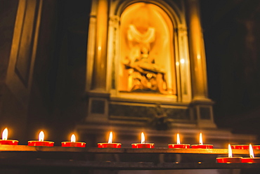 Candlelight in a basilica, Trieste, Friuli Venezia Giulia, Italy