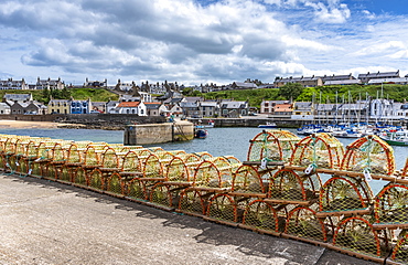 Lobster pots at Findochty harbour, Moray Firth, Scotland, Findochty, Moray, Scotland