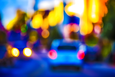 Heavily blurred street scene, Toronto, Ontario, Canada