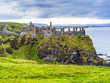 Dunluce Castle, a now-ruined medieval castle in Northern Ireland, Bushmills, County Antrim, Ireland