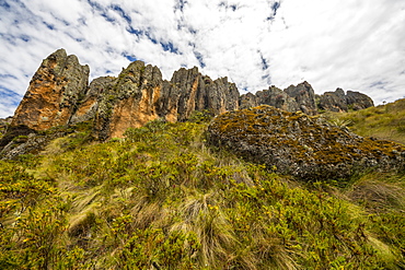 Los Frailones, massive volcanic pillars at Cumbemayo, Cajamarca, Peru