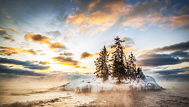 Island in Lake Superior at sunrise, Grand Marais, Minnesota, United States of America