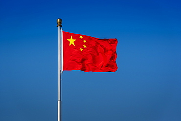 The flag of China, also known as the Five-star Red Flag, in Tiananmen Square, Beijing, China