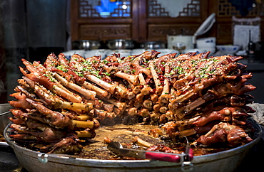 Traditional Chinese food at the famous food market in the Muslim Quarter, Xian, Shaanxi Province, China