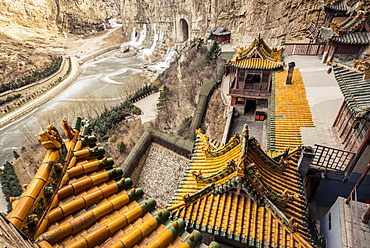 The Hanging Temple, also known as Hanging Monastery or Xuankong Temple, near Datong, China