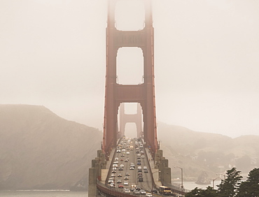 Golden Gate Bridge on a foggy day, San Francisco, California, United States of America